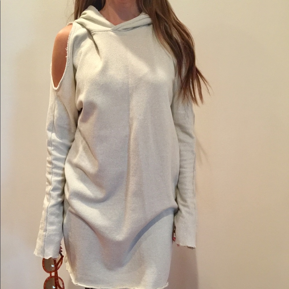 NWOT RtA Cutout Sweatshirt Dress Gold Metallic